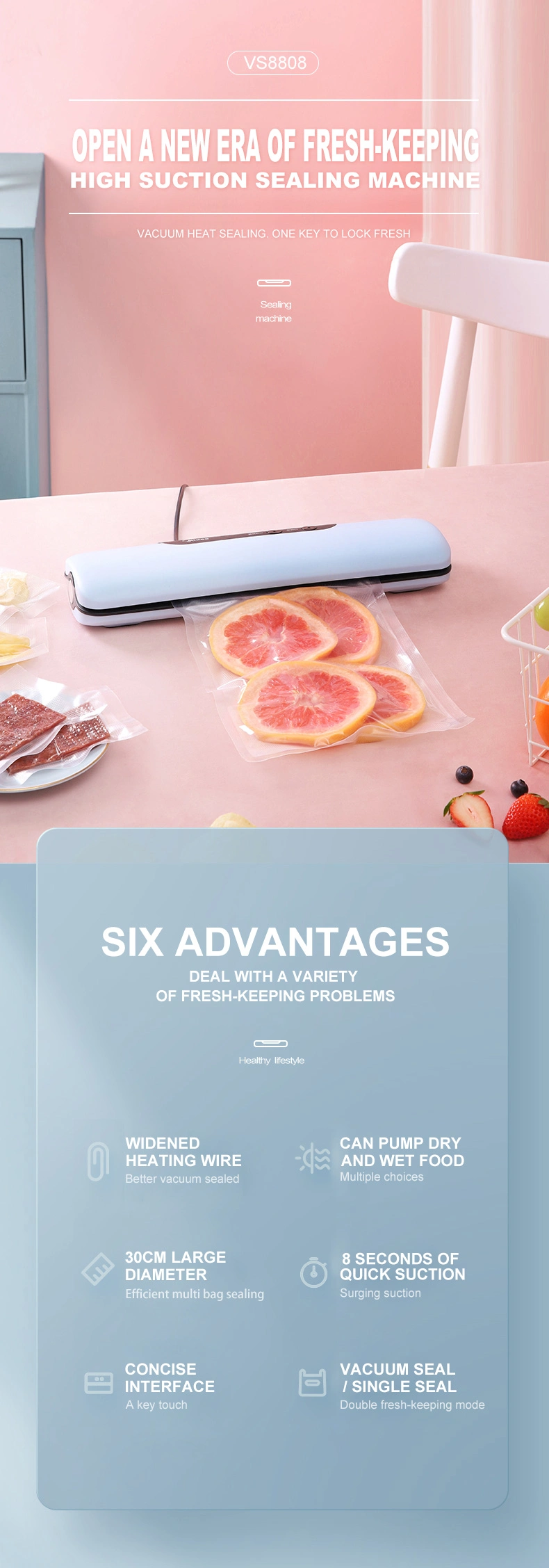 Handheld Vacuum Sealer with BPA Free Vacuum Bags for Food Packaging and Sous Vide Cooking