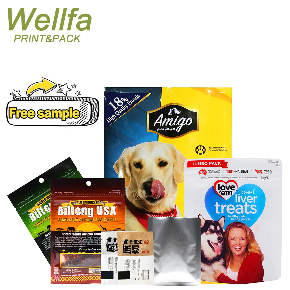 Custom Resealable Food Bags Wet Pet Vacuum Three Seal Frozen and Dry Middle Sealing Stick Beef Jerky Dog Treats Packaging Bag